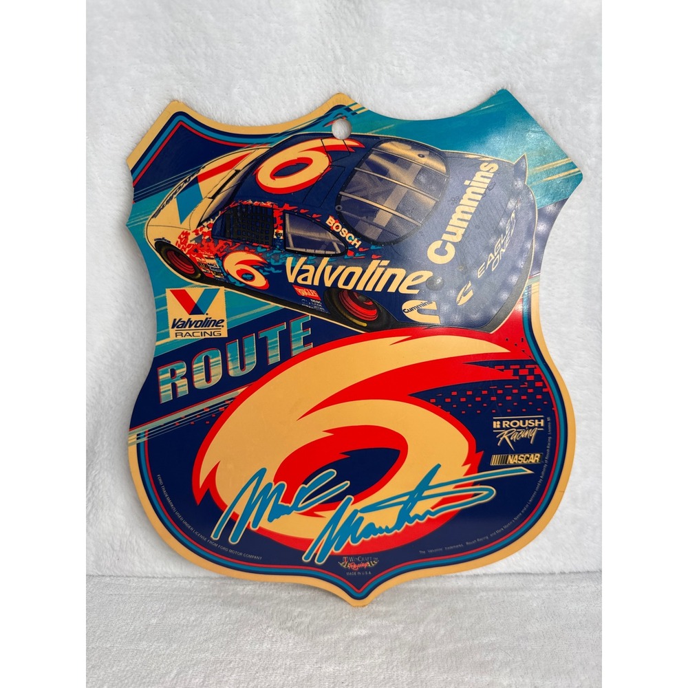 Vintage NASCAR Mark Martin Valvoline Roush Racing Sign Unisex OS Blue Excellent
